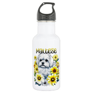Maltese Watercolor Ai Art for Dog Owners 532 Ml Water Bottle