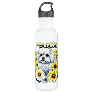 Maltese Watercolor Ai Art for Dog Owners 710 Ml Water Bottle