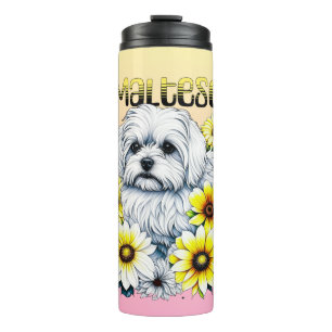 Maltese Watercolor Ai Art for Dog Owners Thermal T Thermal Tumbler