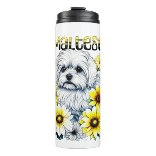 Maltese Watercolor Ai Art for Dog Owners Thermal Tumbler