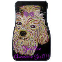 Maltese Watercolor Car Mats Set of 2