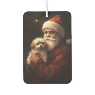 Maltese With Santa Claus Festive Christmas  Air Freshener