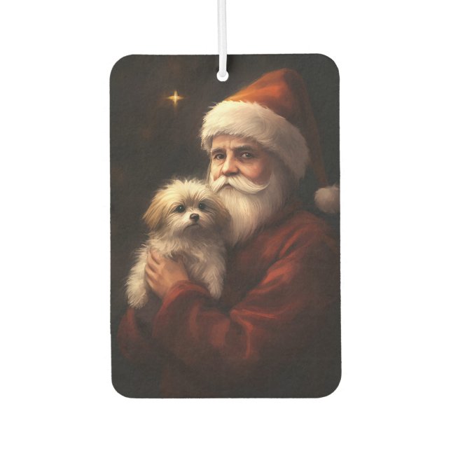 Maltese With Santa Claus Festive Christmas  Air Freshener (Front)