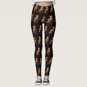 Maltese With Santa Claus Festive Christmas Leggings