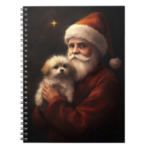 Maltese With Santa Claus Festive Christmas  Notebook