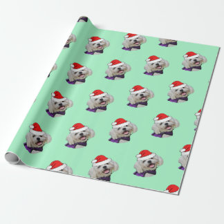 Maltese with Santa Hat Wrapping Paper