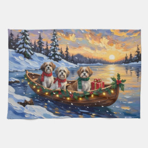 Malti Tzu Christmas Boat Holiday Kitchen Towel