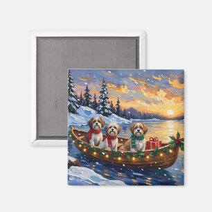 Malti Tzu Christmas Boat Holiday Magnet