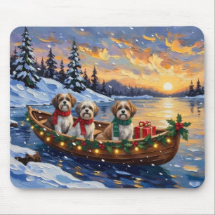 Malti Tzu Christmas Boat Holiday Mouse Pad