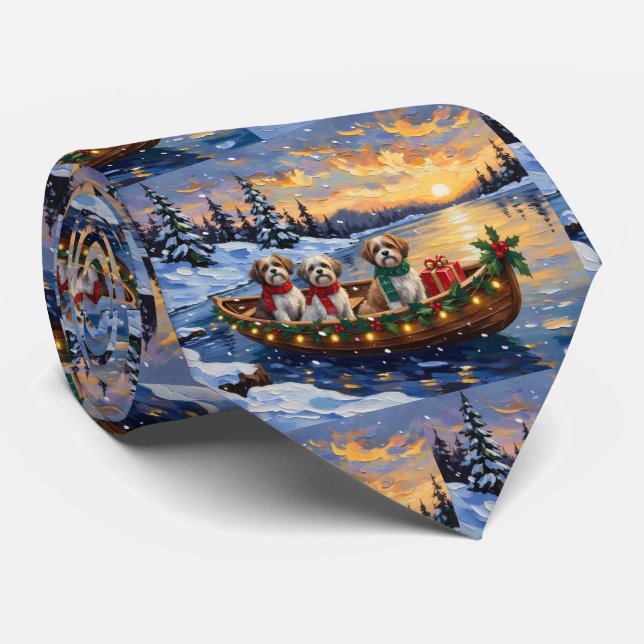 Malti Tzu Christmas Boat Holiday Tie (Rolled)