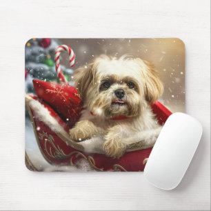 Malti Tzu Dog Christmas Festive Mouse Pad