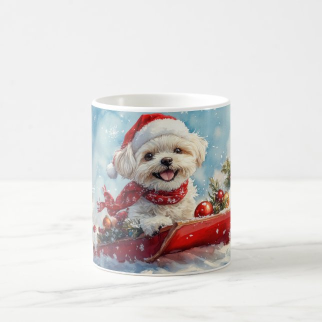 Malti Tzu  Dog in Sledge Let it Snow Christmas Coffee Mug (Center)