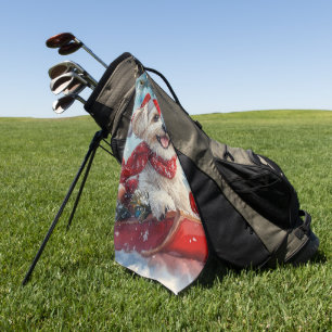 Malti Tzu Dog in Sledge Let it Snow Christmas Golf Towel