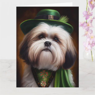 Malti Tzu Dog in St. Patrick's Day Dress Card