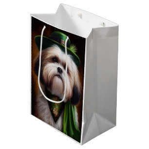 Malti Tzu Dog in St. Patrick's Day Dress Medium Gift Bag