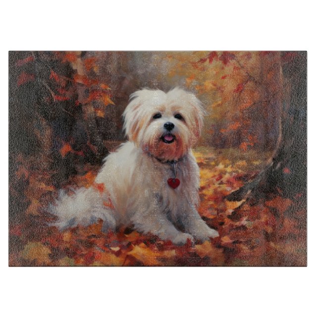 Malti Tzu in Autumn Leaves Fall Inspire Cutting Board (Front)