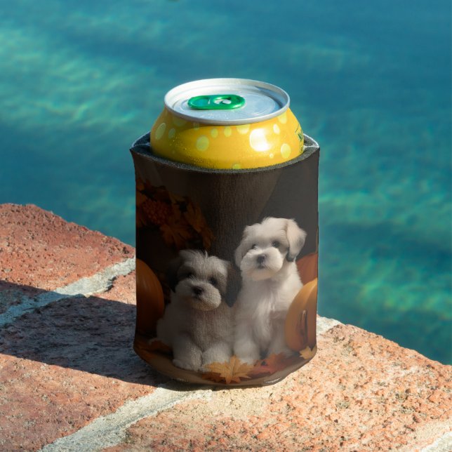 Malti tzu Puppy Autumn Delight Pumpkin Can Cooler (In Situ Pool)