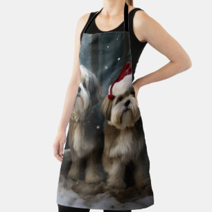 Malti tzu Snowy Sleigh Christmas Decor Apron