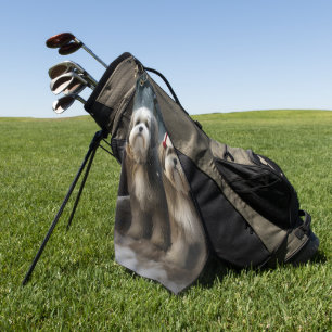 Malti tzu Snowy Sleigh Christmas Decor  Golf Towel