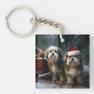 Malti tzu traîneau enneigé décoration de Noël