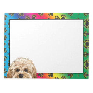 Maltipoo colourful dog paw pattern  notepad