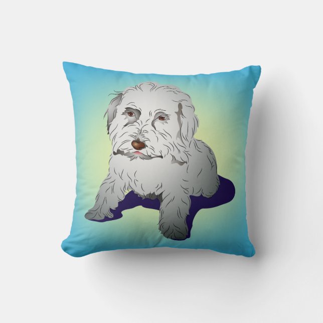 Maltipoo Cute Puppy Throw Pillow (Front)