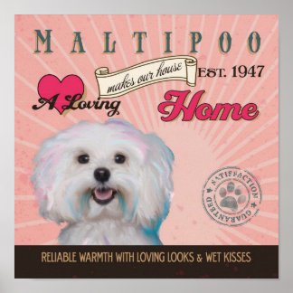 Maltipoo Dog Art Poster- Makes Our House Home Poster