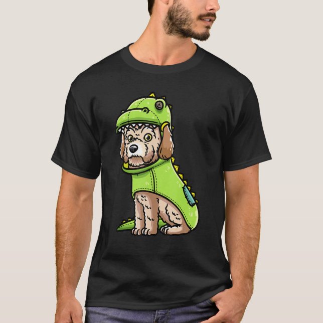 Maltipoo Dog In Dinosaur Costume T-Shirt (Front)