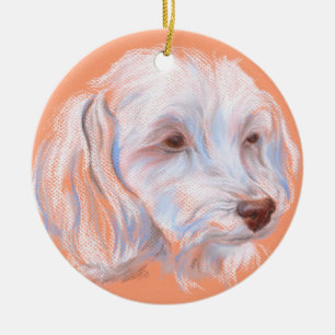 Maltipoo Dog Pastel Art Ceramic Ornament