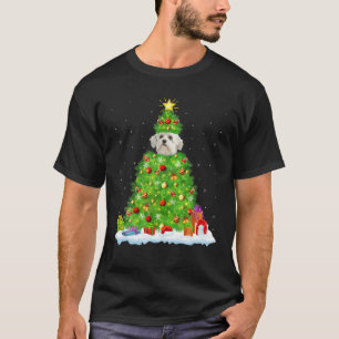 Maltipoo Dog Xmas Lighting Tree Funny Maltipoo Chr T-Shirt