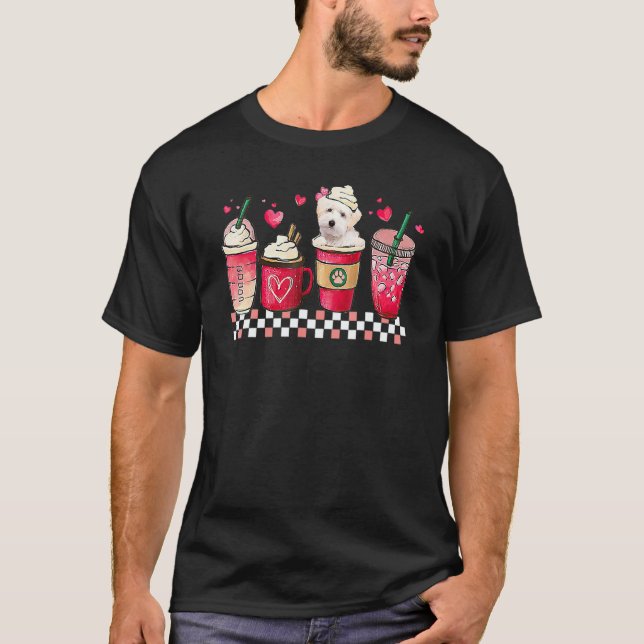 Maltipoo Valentine Coffee Heart Women Valentines D T-Shirt (Front)