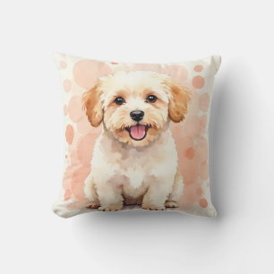 Maltipoo Watercolor Bubble Cluster Art Throw Pillow