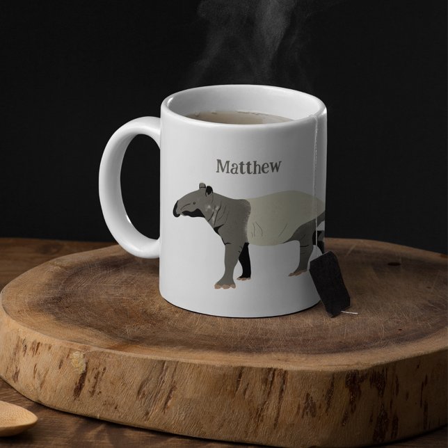 Malyan Tapir Illustration Personalized Wild Animal Coffee Mug (Creator Uploaded)