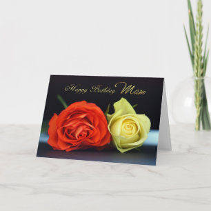 Mam Birthday Card With Orange And Cream Roses
