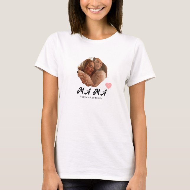 Mama 1 Image Personalized Happy Mother's Day T-Shirt (Front)
