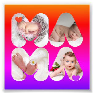 MAMA 4 x Photo Collage Gift For Mothers, Mom, Print