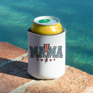 Mama 4th Of July Patriotic Mom Lightning Bolt Can Cooler
