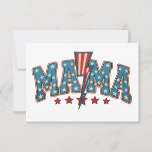 Mama 4th Of July Patriotic Mom Lightning Bolt Thank You Card