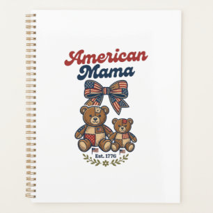 Mama Américaine Ours Patriote Patchwork Vector Des