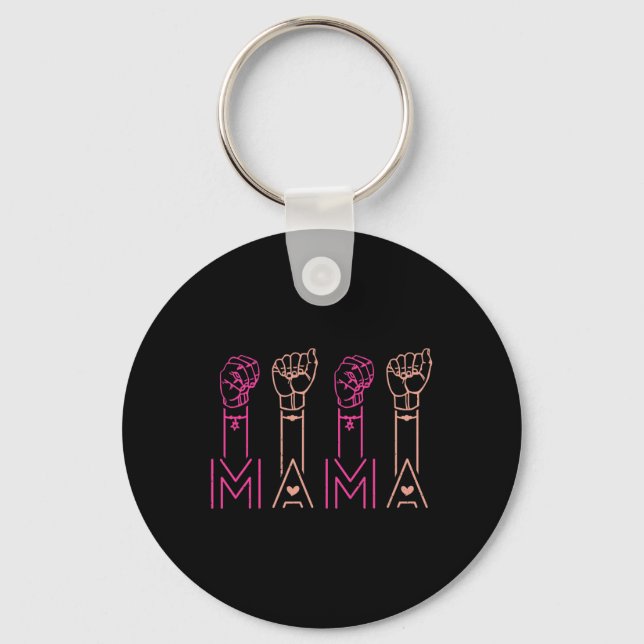 Mama American Sign Language Deaf Awareness Support Keychain (Front)