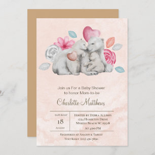 Mama and Baby Bear Animals Baby Shower  Invitation