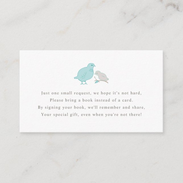 Mama and baby bird book request card (Front)