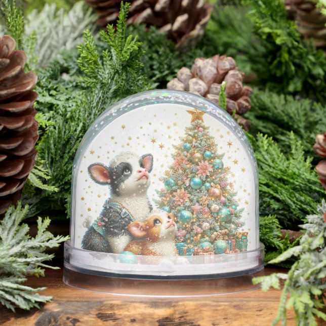 Mama and Baby Cow  Snowglobe (Winter)