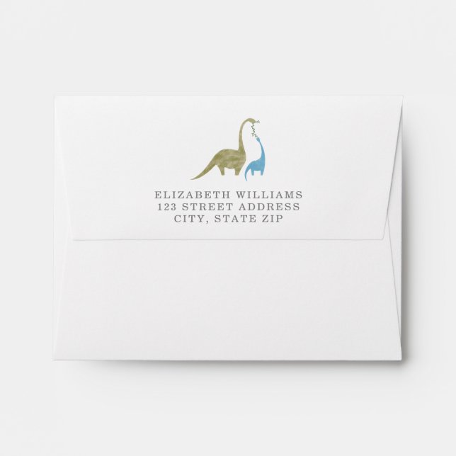 Mama and Baby Dinosaur Boy Baby Shower Invitation Envelope (Back (Top Flap))