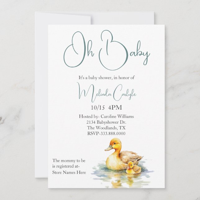Mama and Baby Duck Baby Shower Invitation (Front)