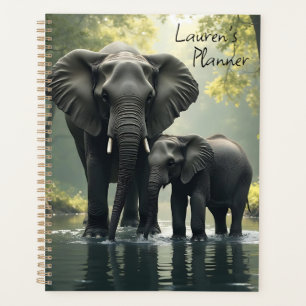 Mama and Baby Elephant in African-Rainforest Planner