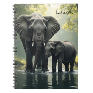 Mama and Baby Elephant Personalized Notebook
