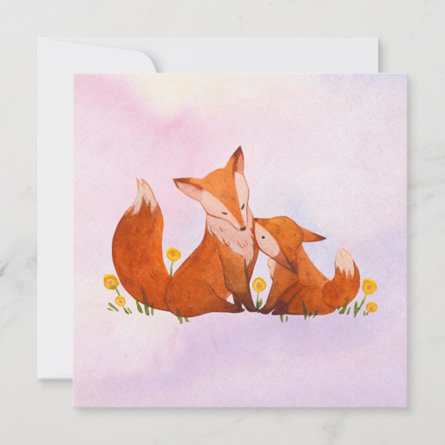 Mama and baby fox card (Front)