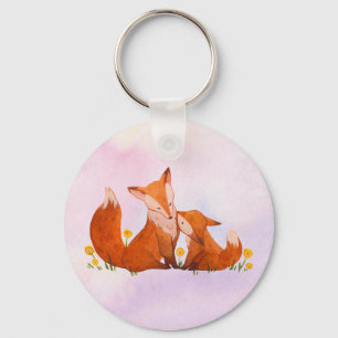 Mama and baby fox keychain