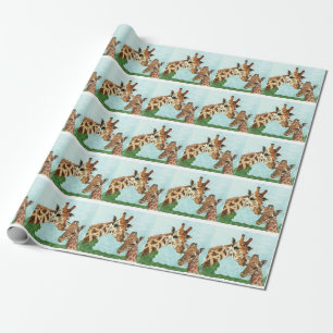 Mama and Baby Giraffe Wrapping Paper